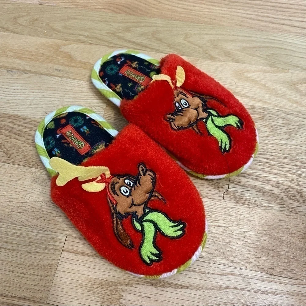 Dr. Seuss The Grinch Slippers Sz 9-10 Red Green Max Kids Boys Christmas